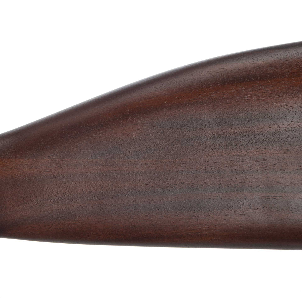 Smooth walnut-toned wood reveals subtle grain along the sculpted backrest.