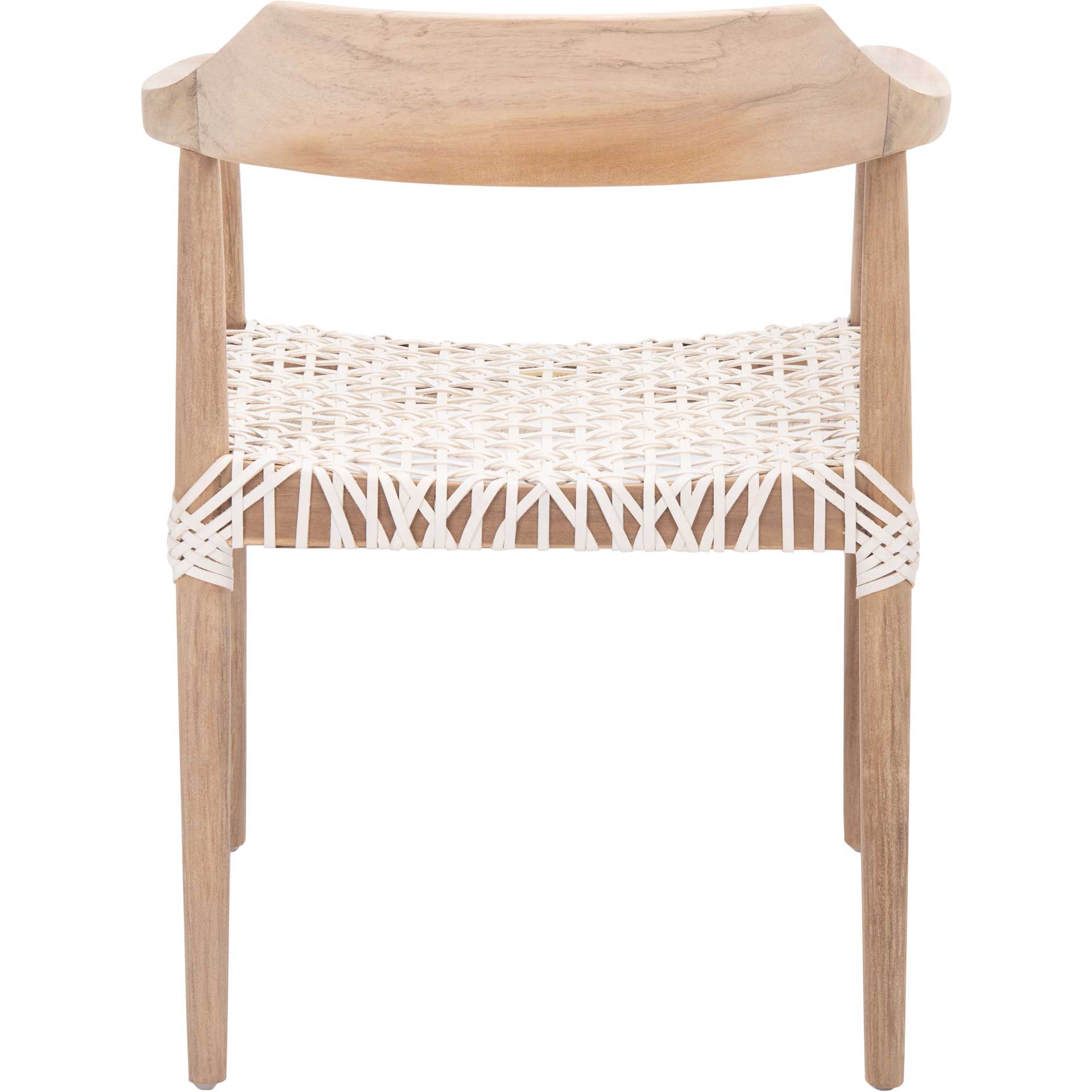 Murray Leather Woven Accent Chair Natural/White