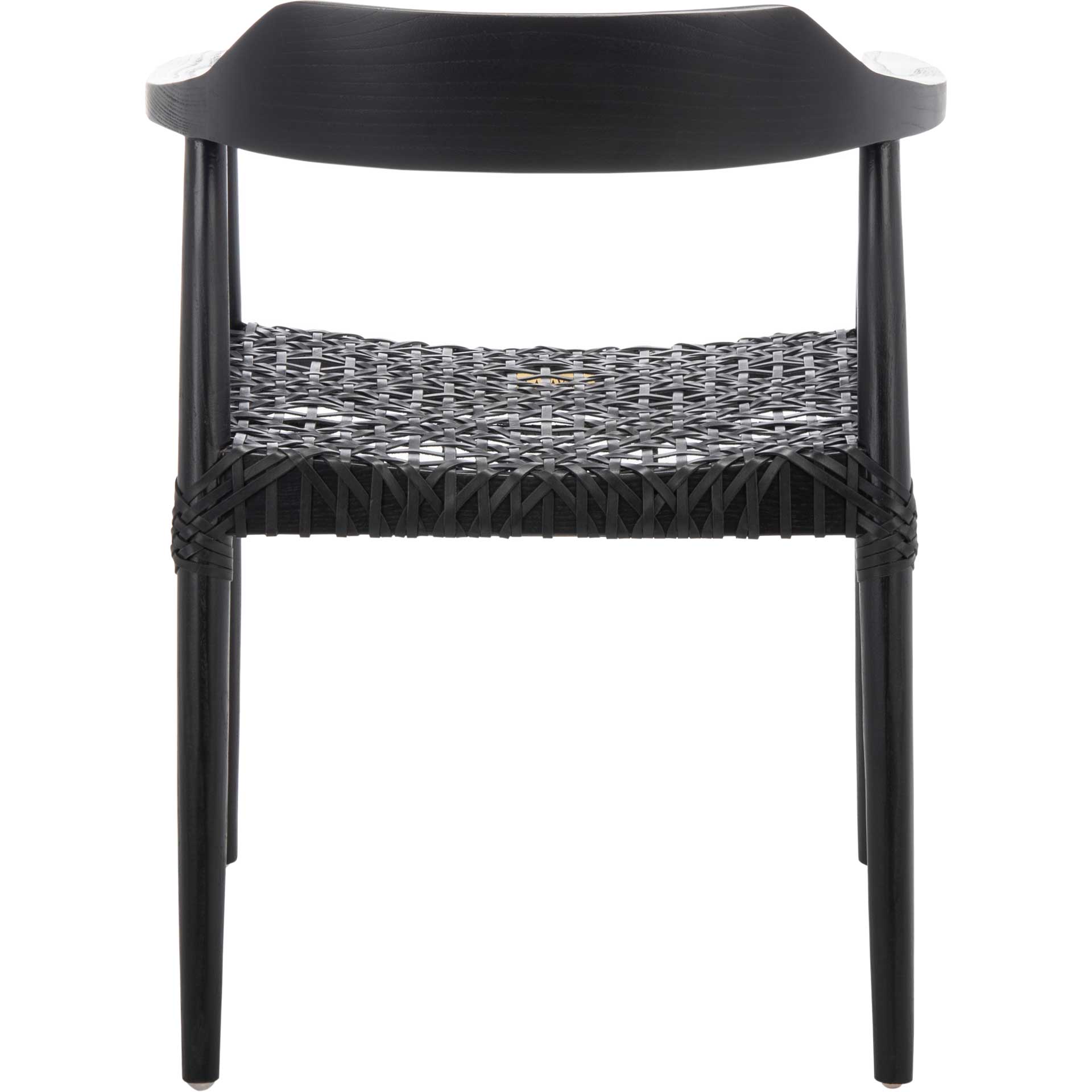 Murray Leather Woven Accent Chair Black