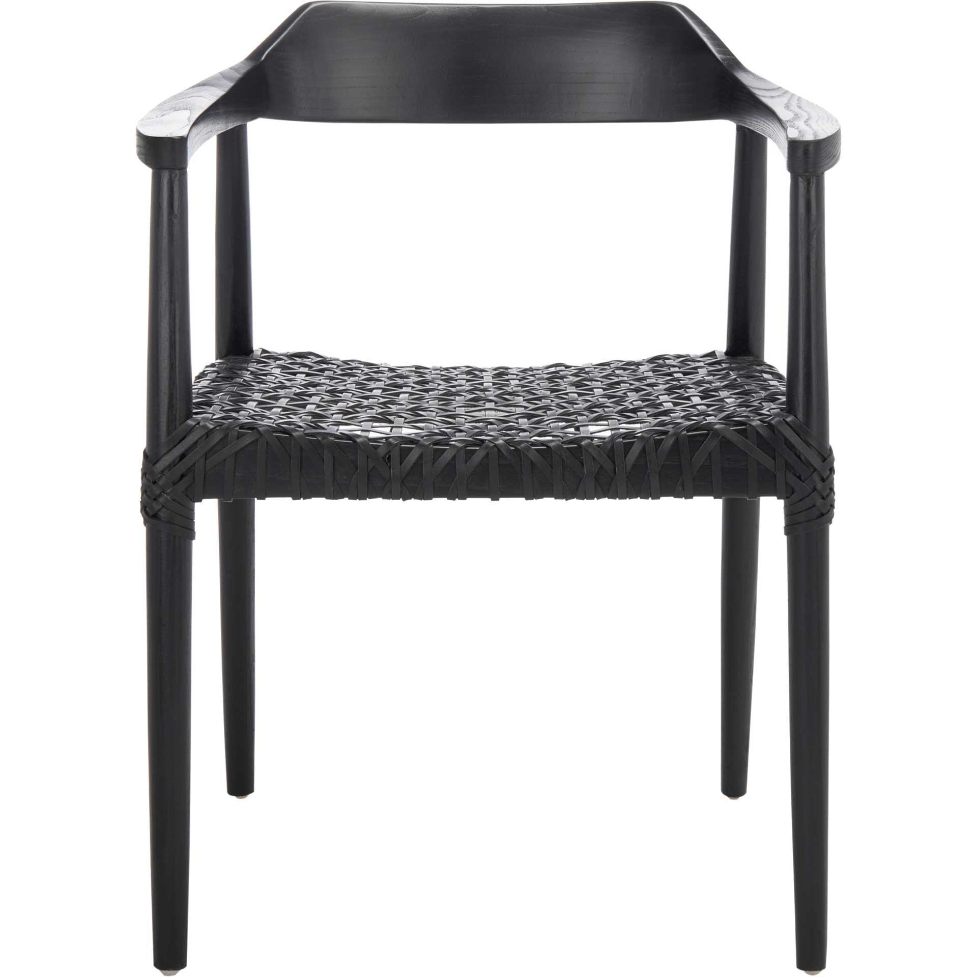 Murray Leather Woven Accent Chair Black