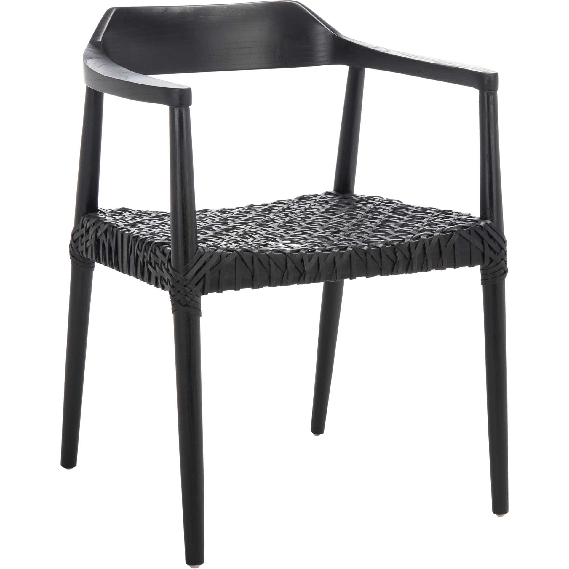 Murray Leather Woven Accent Chair Black
