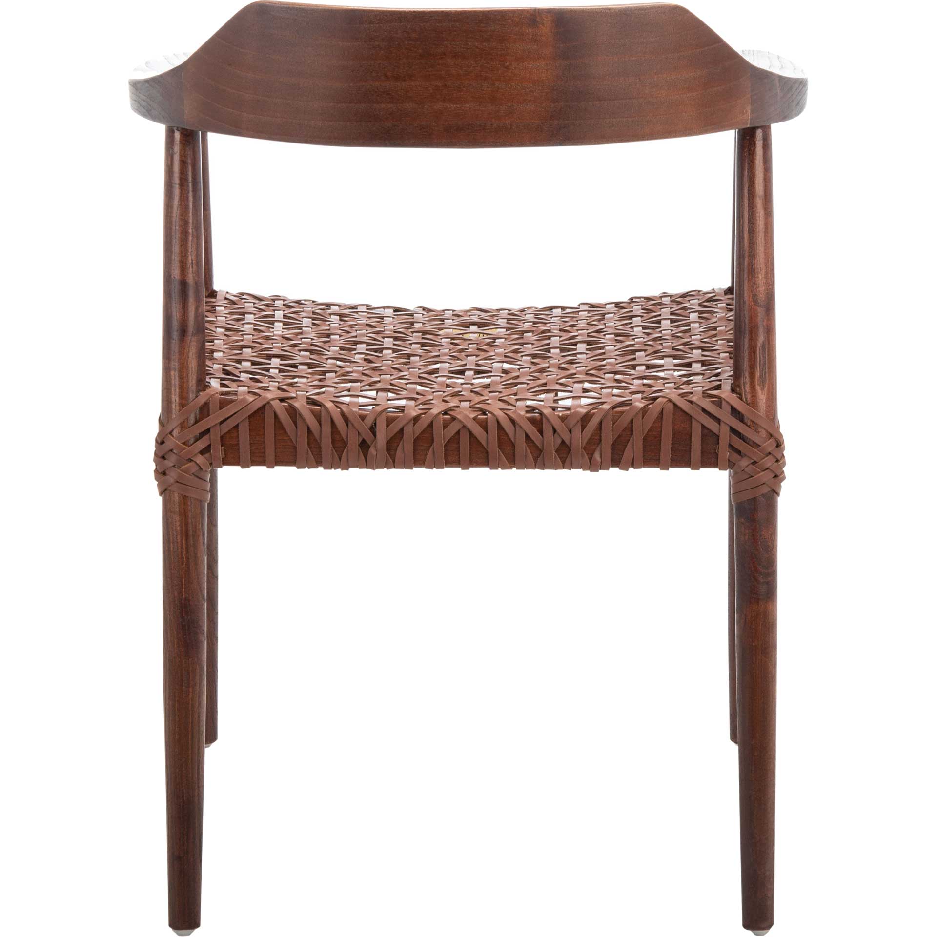 Murray Leather Woven Accent Chair Walnut/Cognac