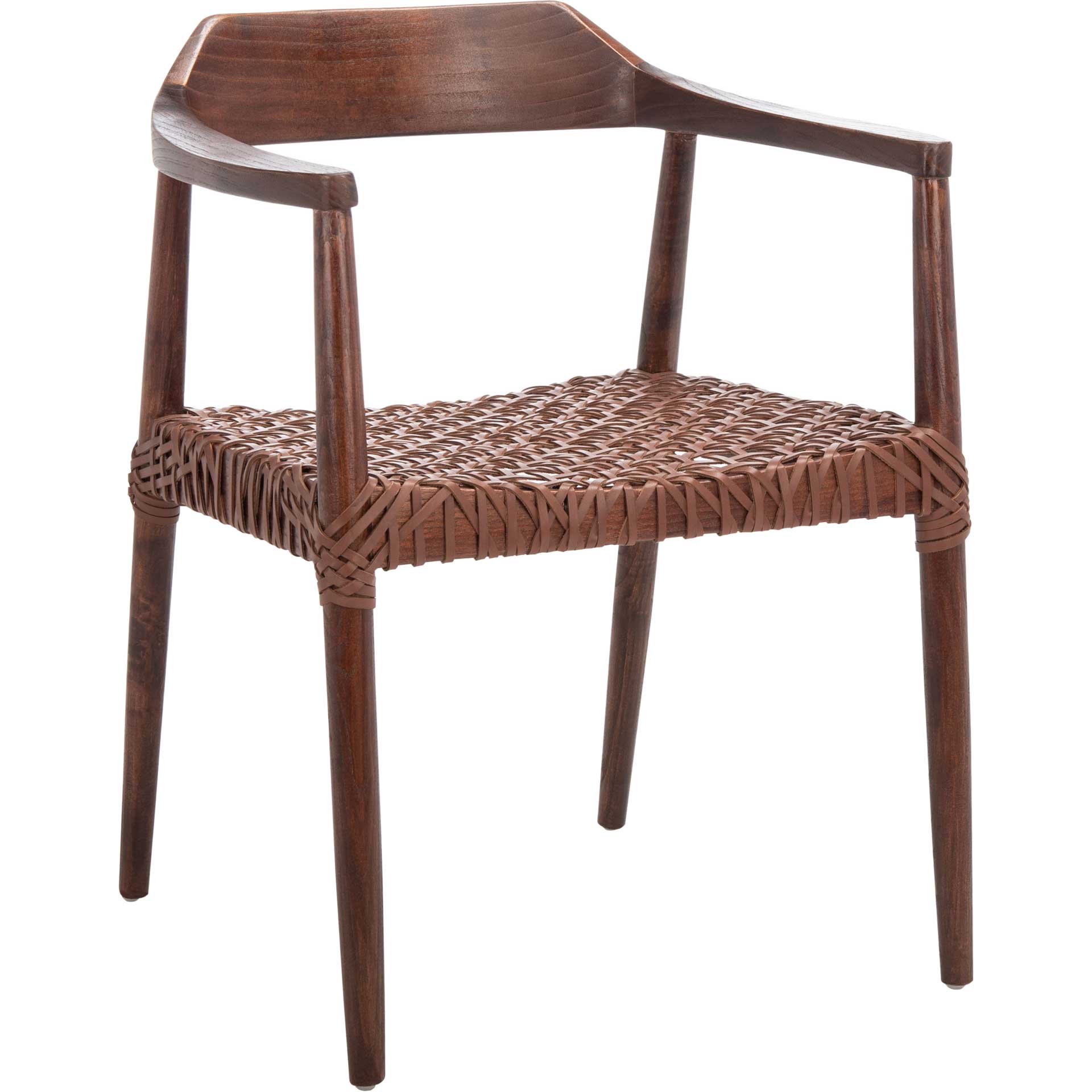 Murray Leather Woven Accent Chair Walnut/Cognac
