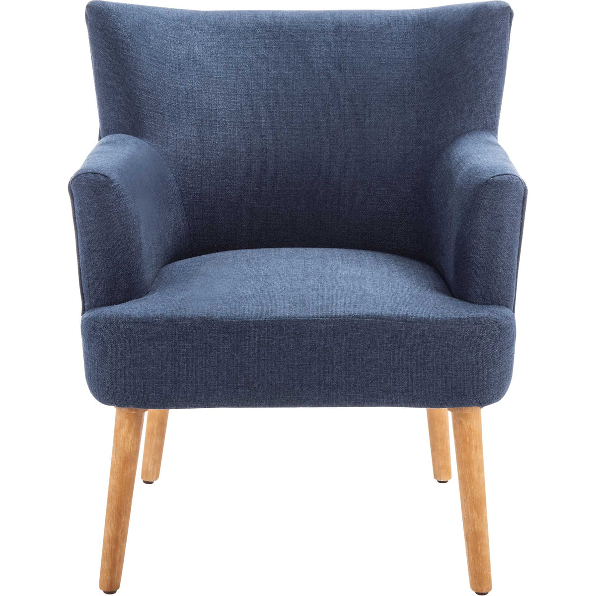 Navy accent chair has a broad cushioned seat framed by soft armrests and a sculpted wingback || ACH4009C || front_studio