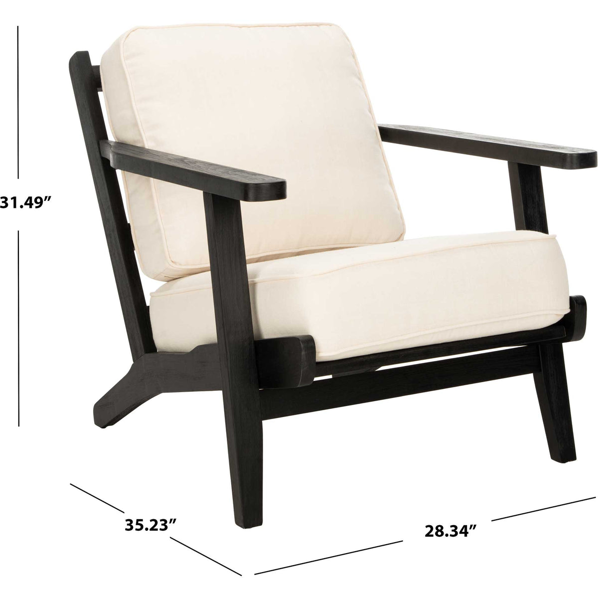 Nick Mid Century Accent Chair Bone White/Black