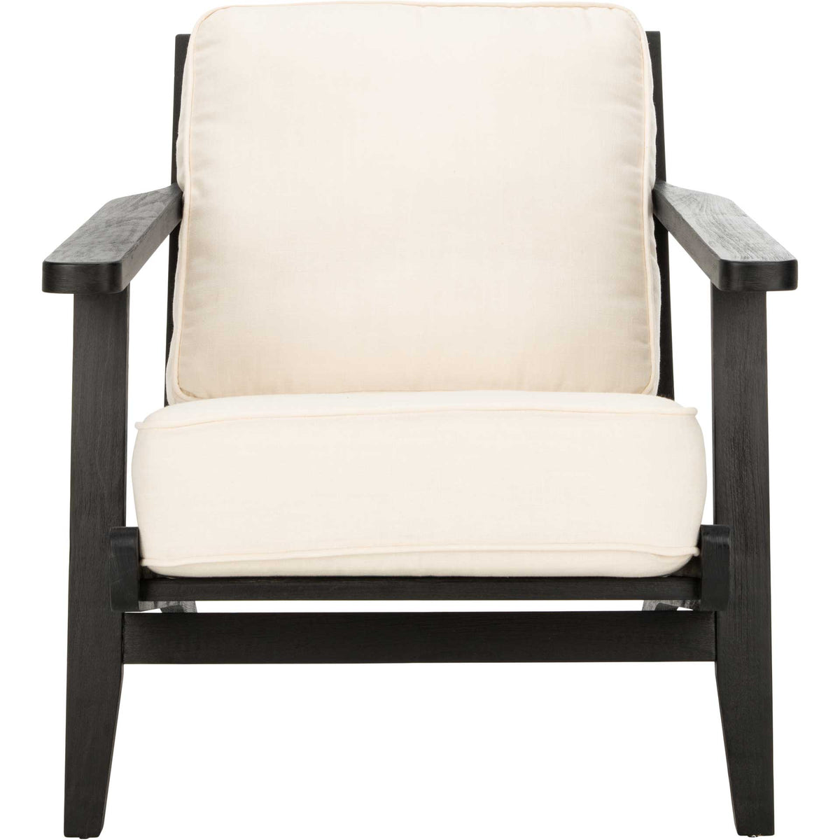 Plush bone-white cushions soften the bold black oak frame and broad armrests || ACH4501A || front_studio