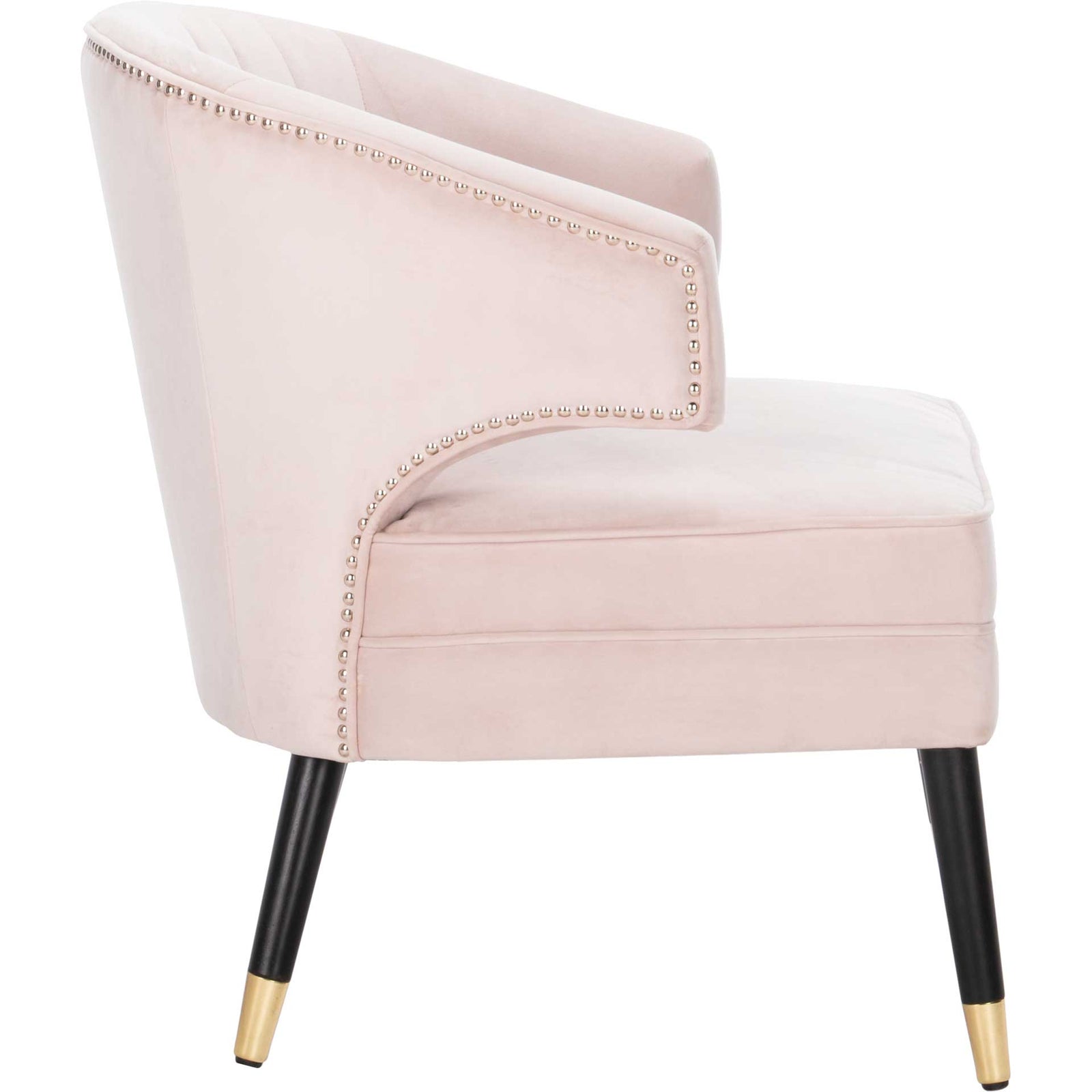 Stitch Wingback Accent Chair Pale Pink/Black