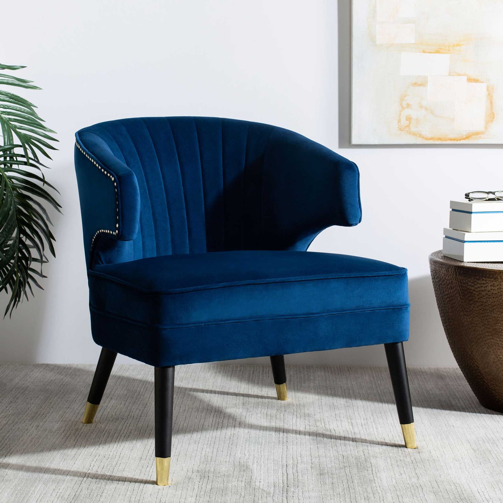 Stitch Wingback Accent Chair Navy/Black
