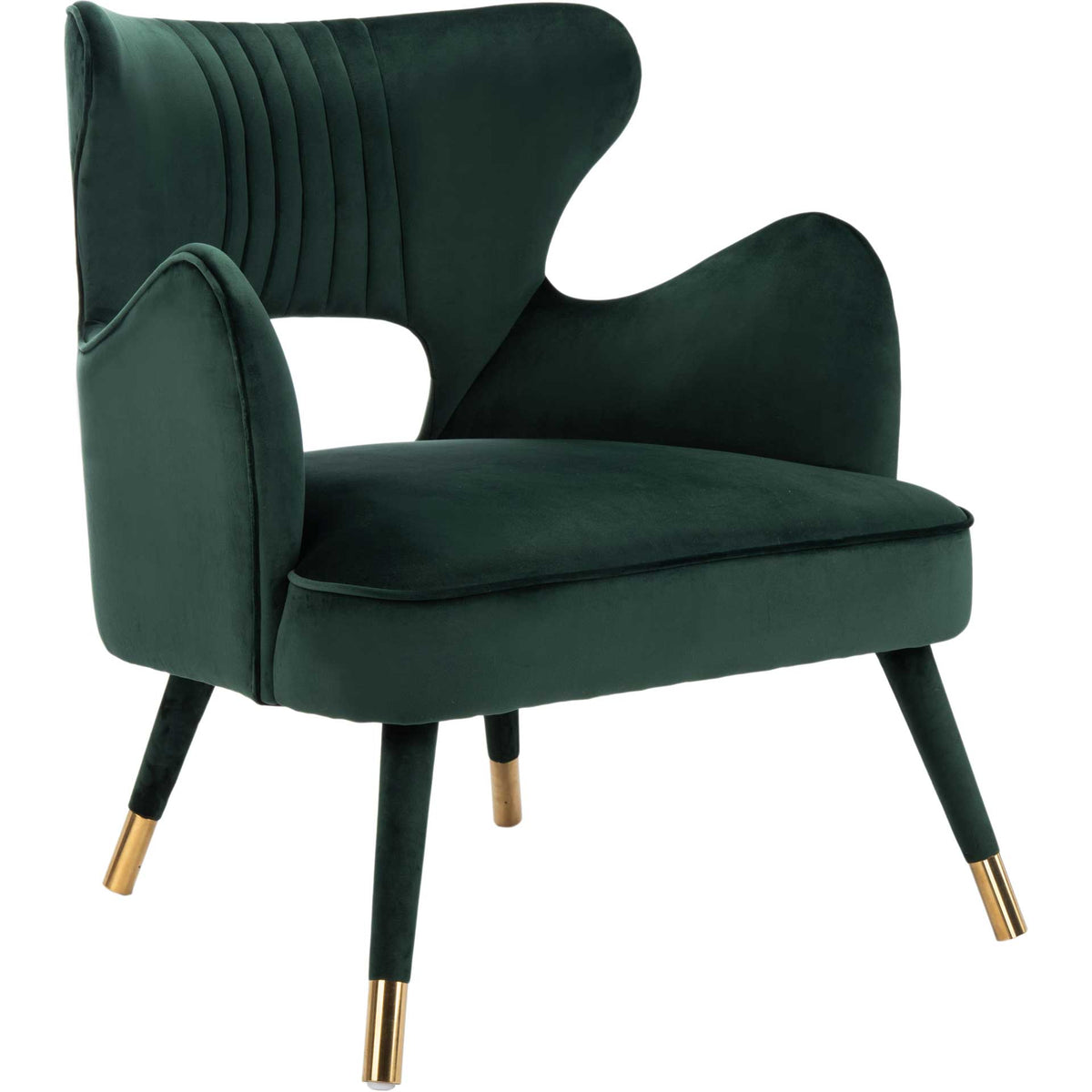 Blake Wingback Accent Chair Forest Green/Gold