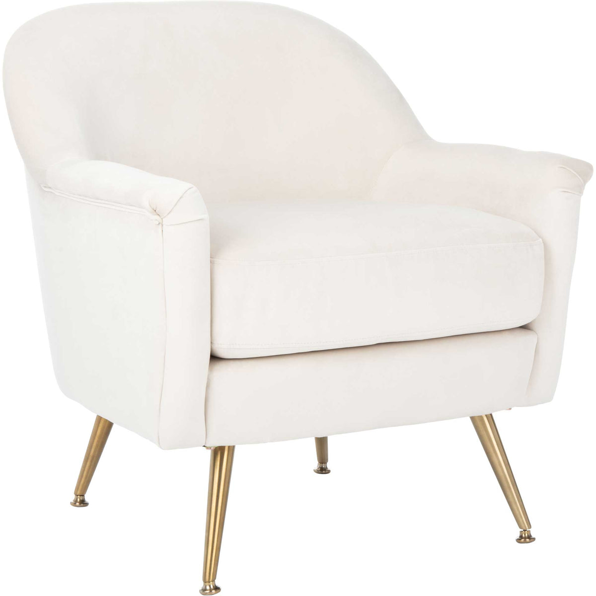 Brendan Mid Century Arm Chair Ivory/Brass
