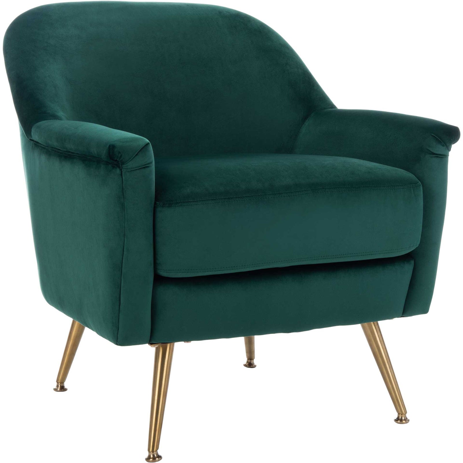 Brendan Mid Century Arm Chair Emerald/Brass