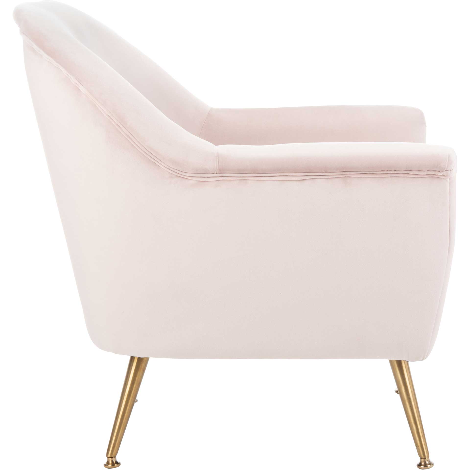 Brendan Mid Century Arm Chair Blush Pink/Brass