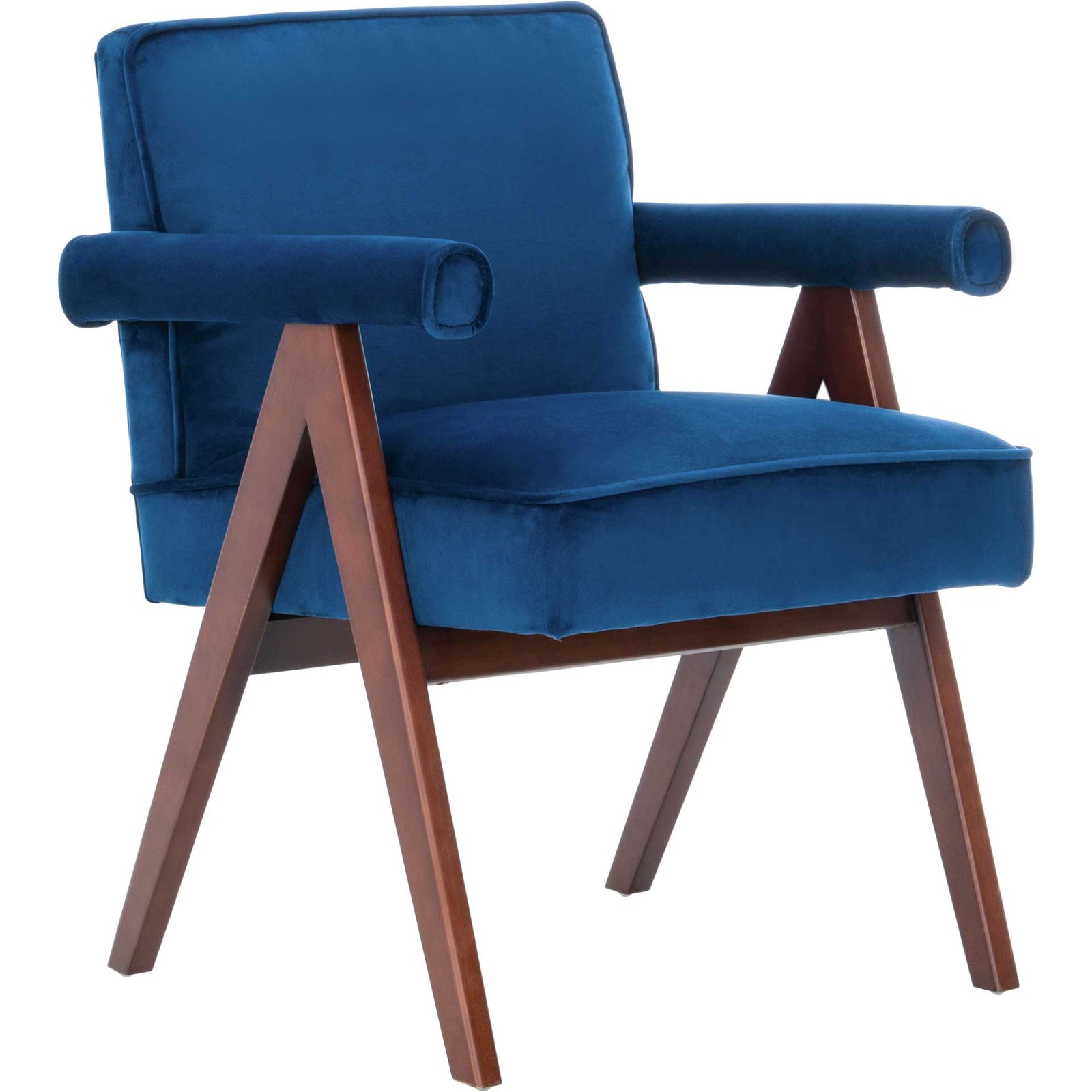 Sunflower Mid Century Arm Chair Navy/Walnut