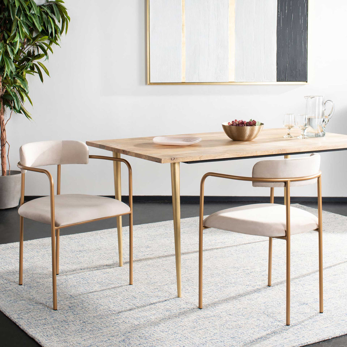 Callahan Side Chair Beige/Gold (Set of 2)