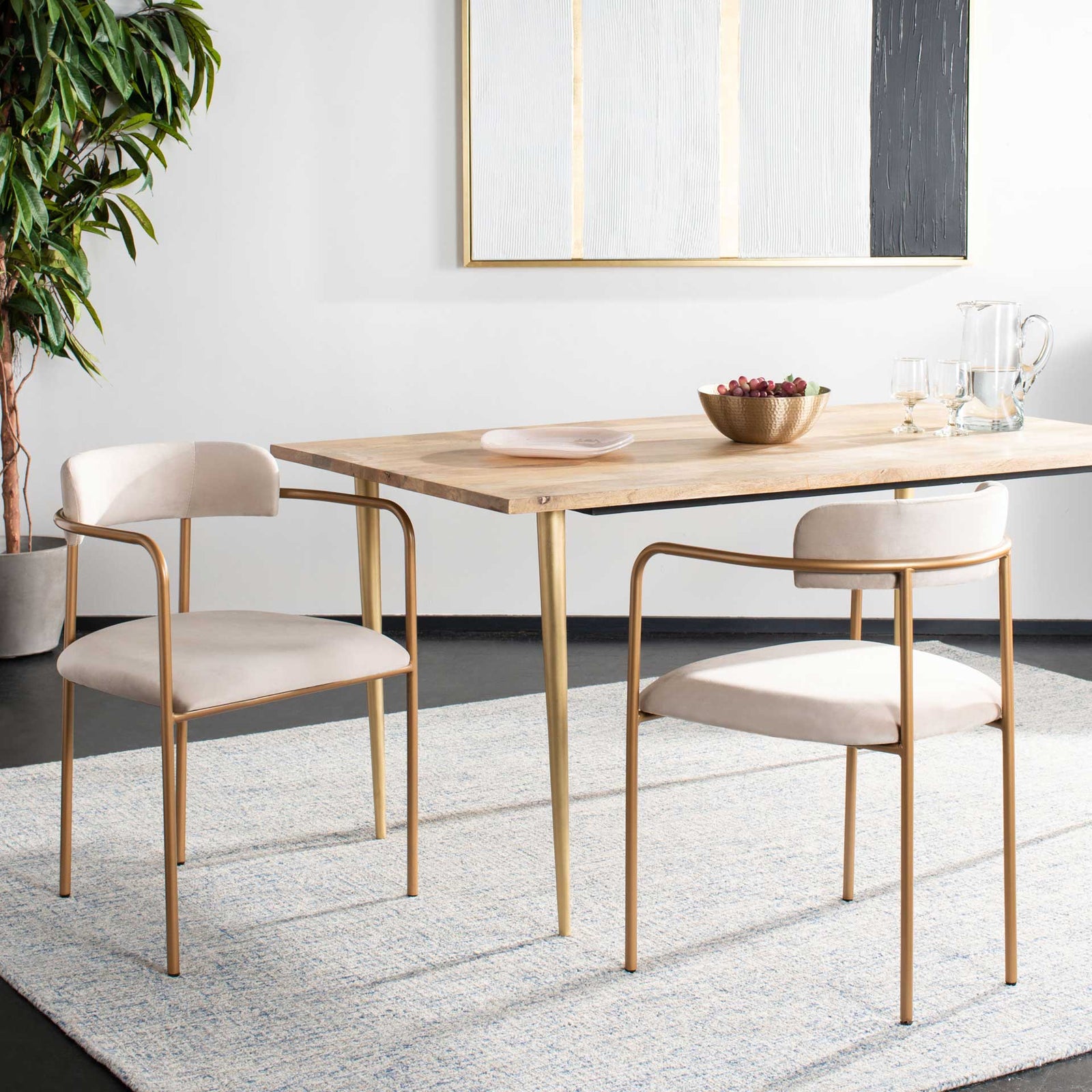 Callahan Side Chair Beige/Gold (Set of 2)