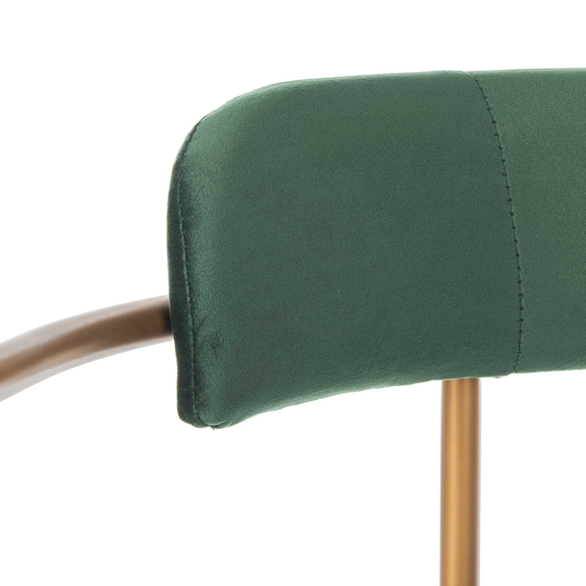 Rich green velvet, clean seams, and a subtle gold frame create a tailored finish