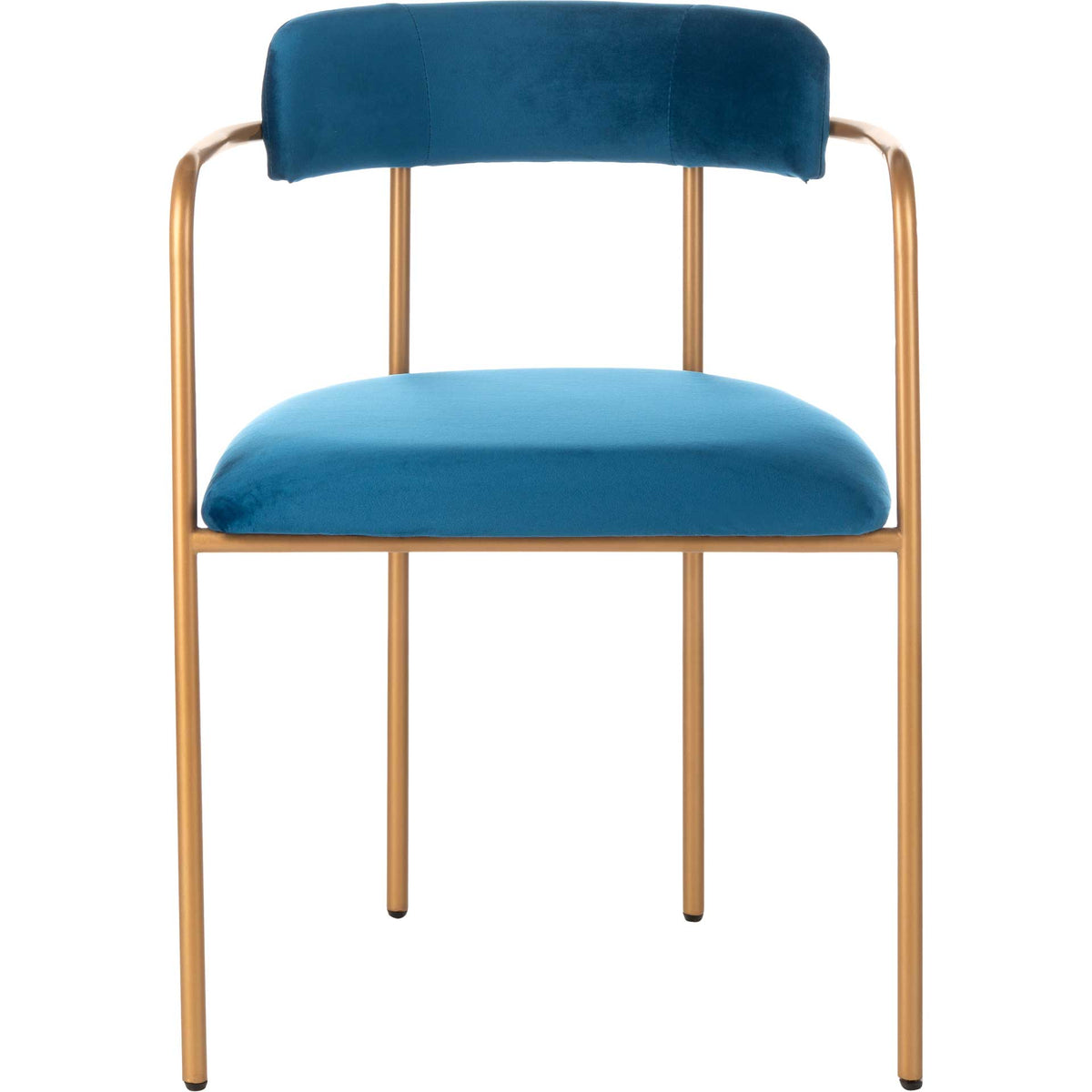 A deep navy velvet backrest floats above a plush seat within an open gold frame || ACH6201D-SET2 || front_studio