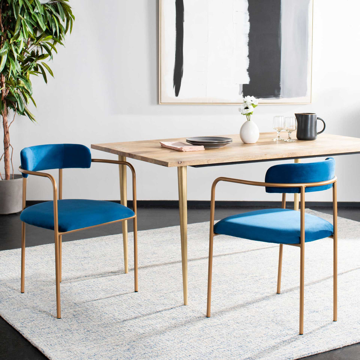 Callahan Side Chair Navy/Gold (Set of 2)