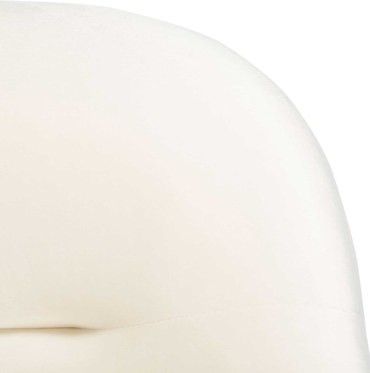 Smooth cream velvet and a subtle inset seam refine the rounded backrest.