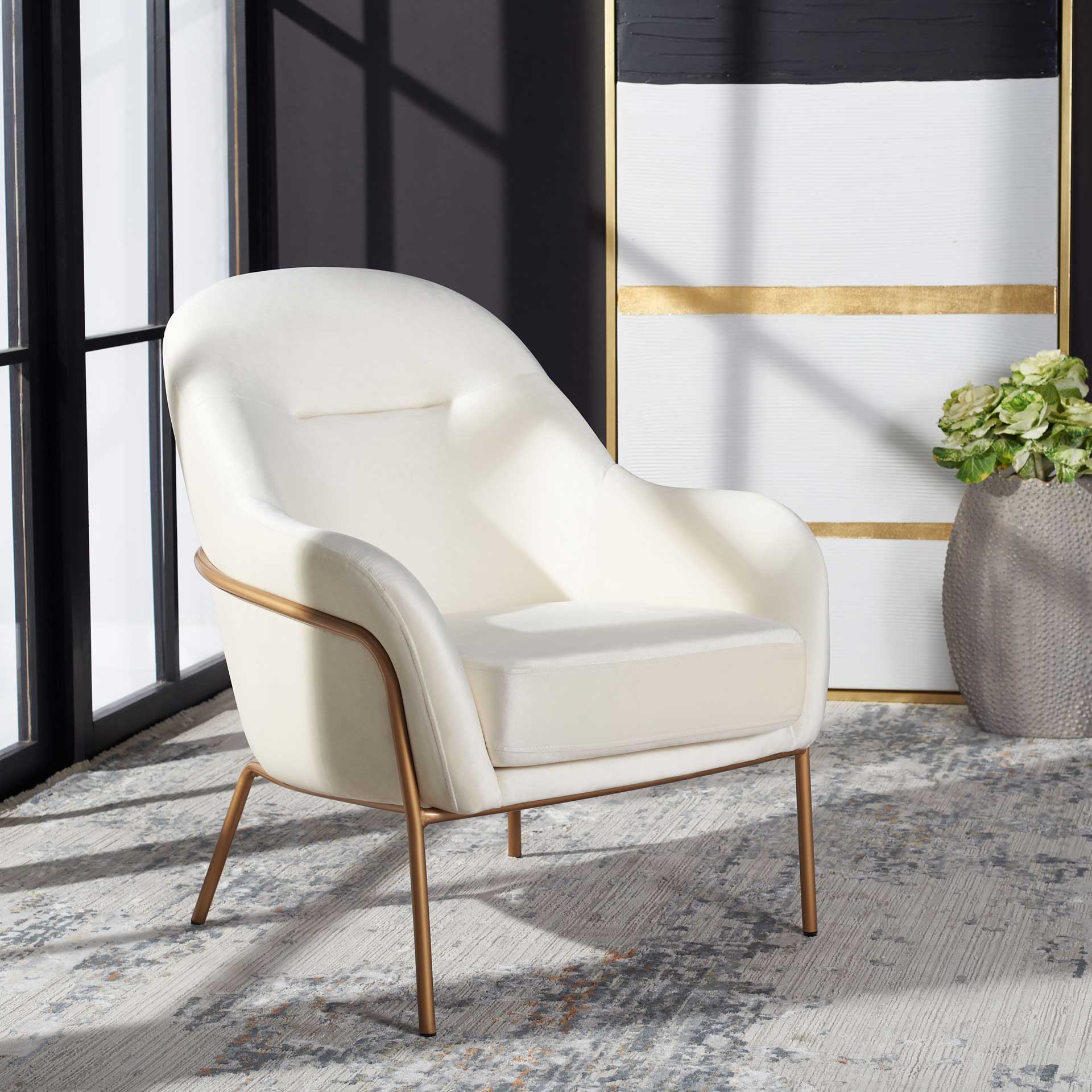 Eldon Velvet Accent Chair Cream/Gold