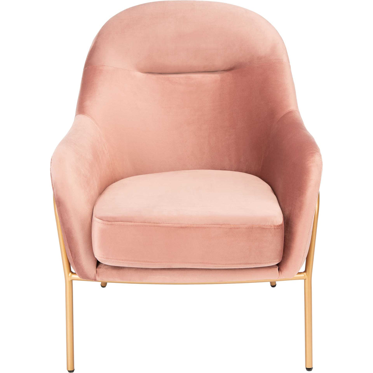 Dusty rose velvet and a rounded shell back create an inviting chair on slender gold legs. || ACH6202C || front_studio