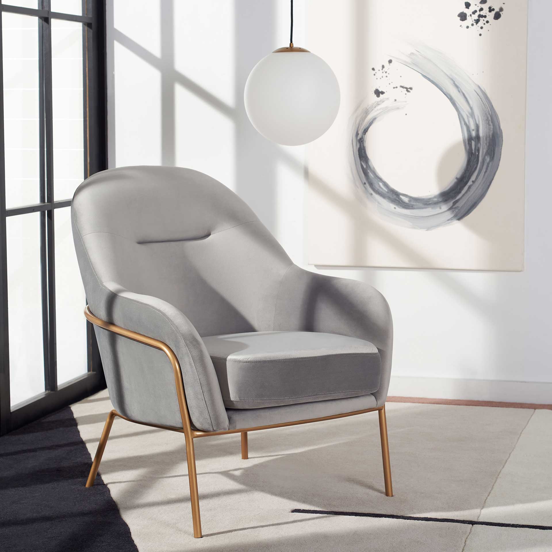 Eldon Velvet Accent Chair Gray/Gold