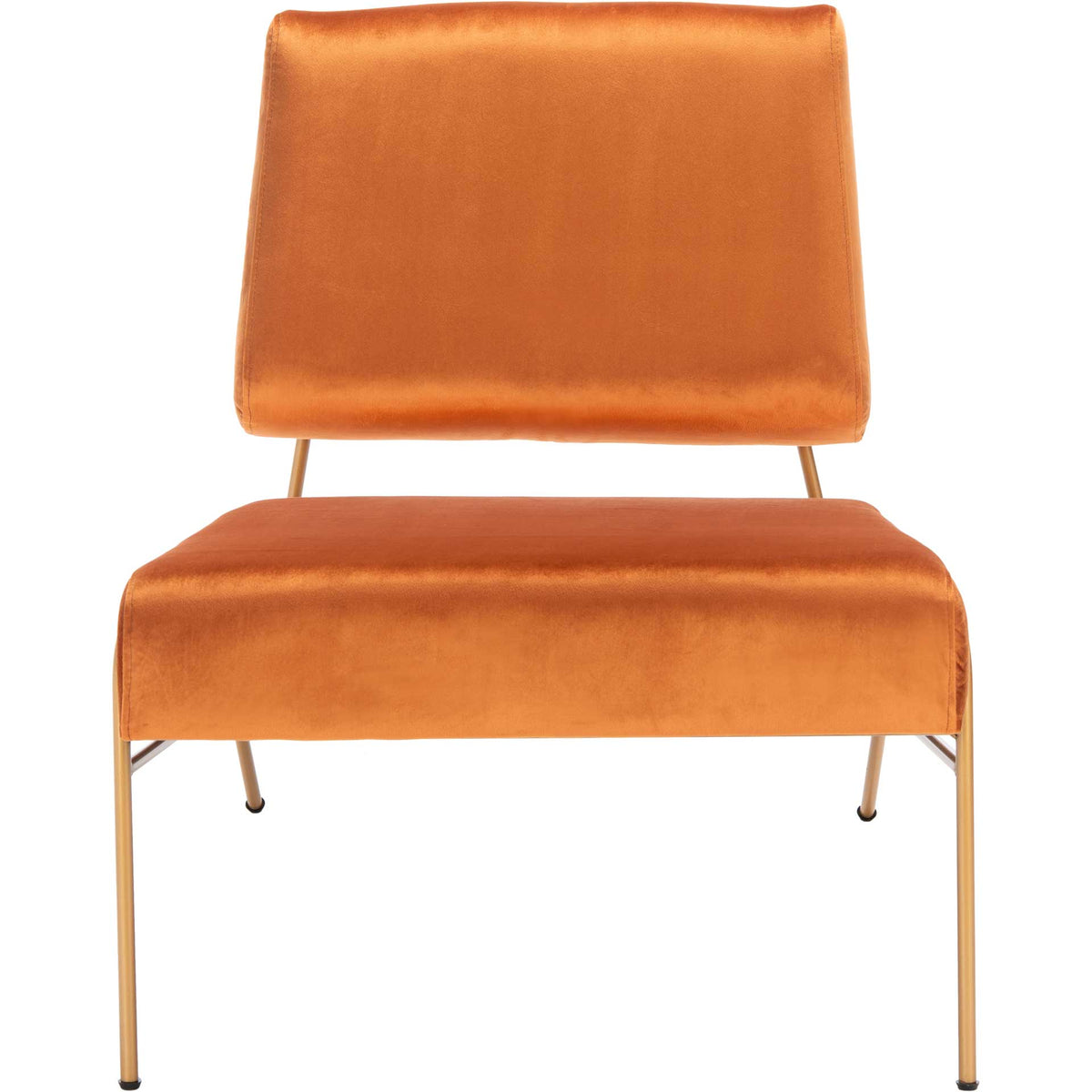 A generous armless seat and padded sienna velvet backrest bring warmth to this modern chair. || ACH6203C || front_studio