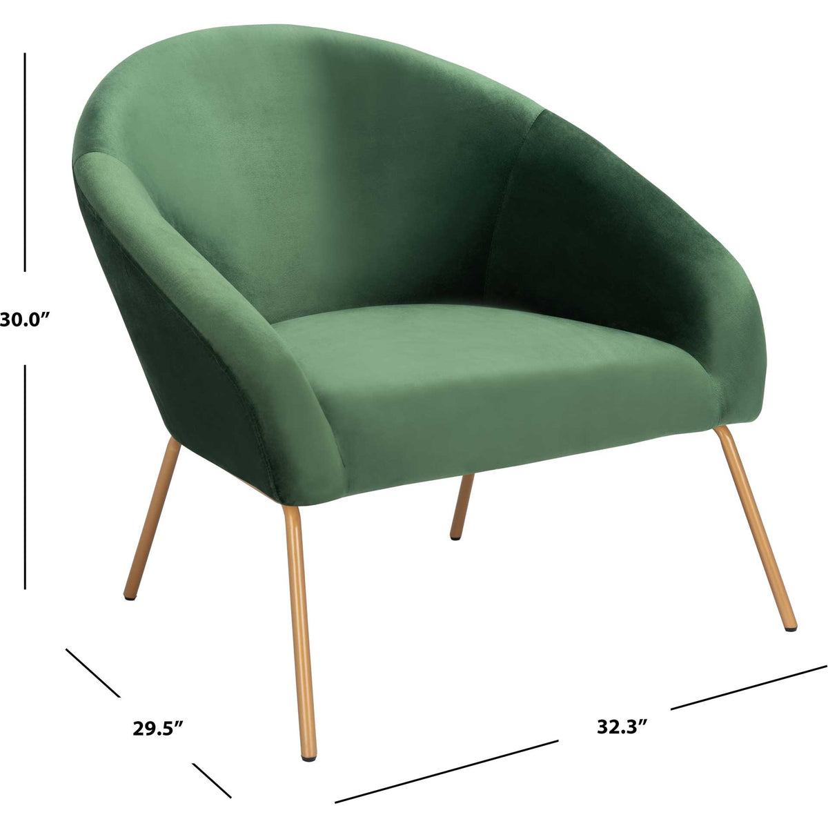 Manny Velvet Accent Chair Malachite Green/Gold