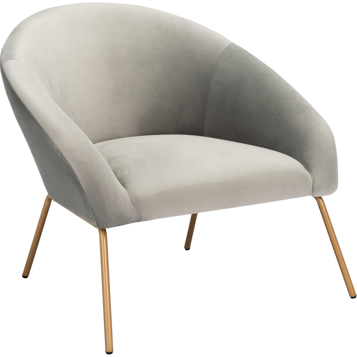 Soft gray velvet and slender gold legs lend a sculptural accent chair an airy, modern look || ACH6204C || front_angle_studio