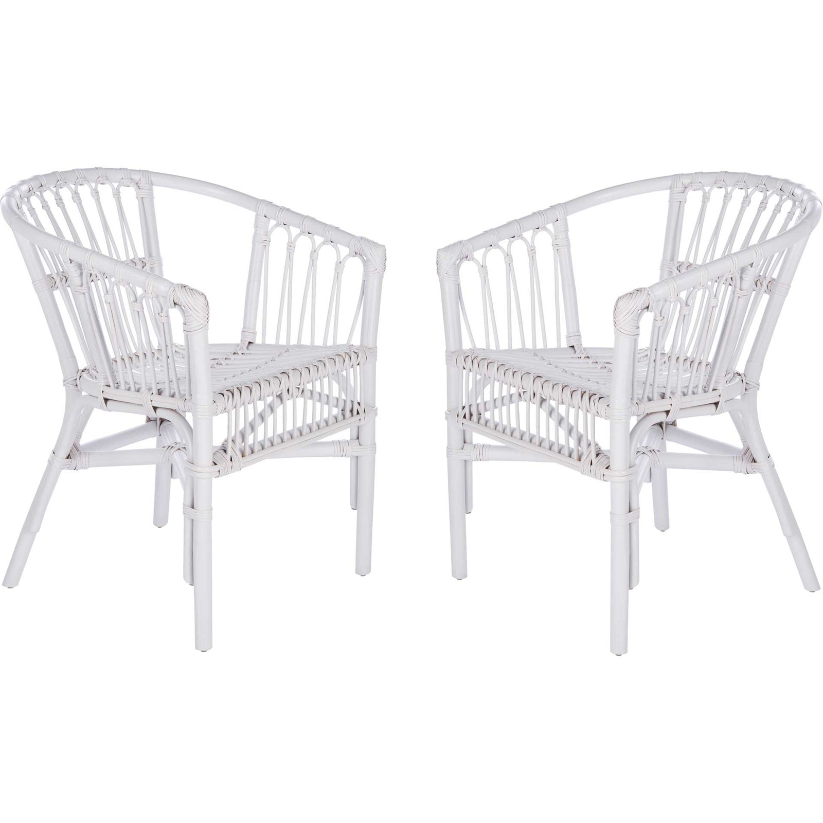 Adhara Rattan Accent Chair White (Set of 2)