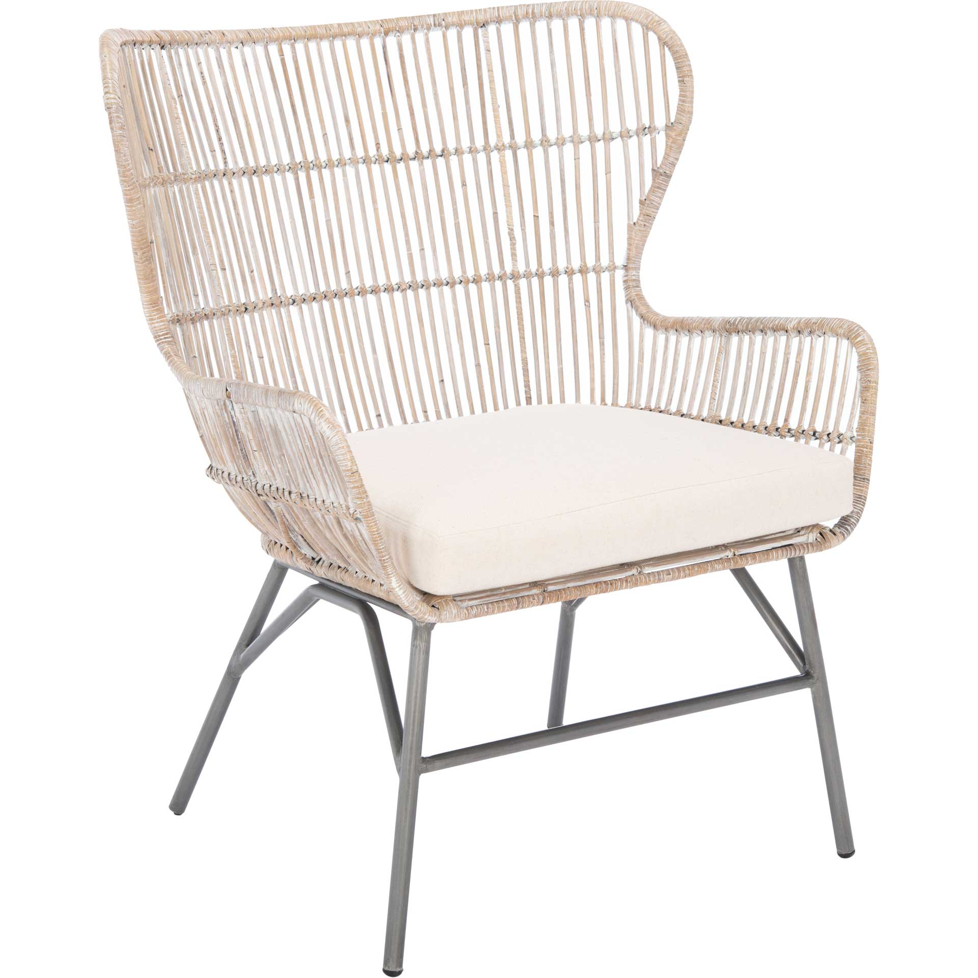 Leary Rattan Accent Chair Gray White Wash/Black