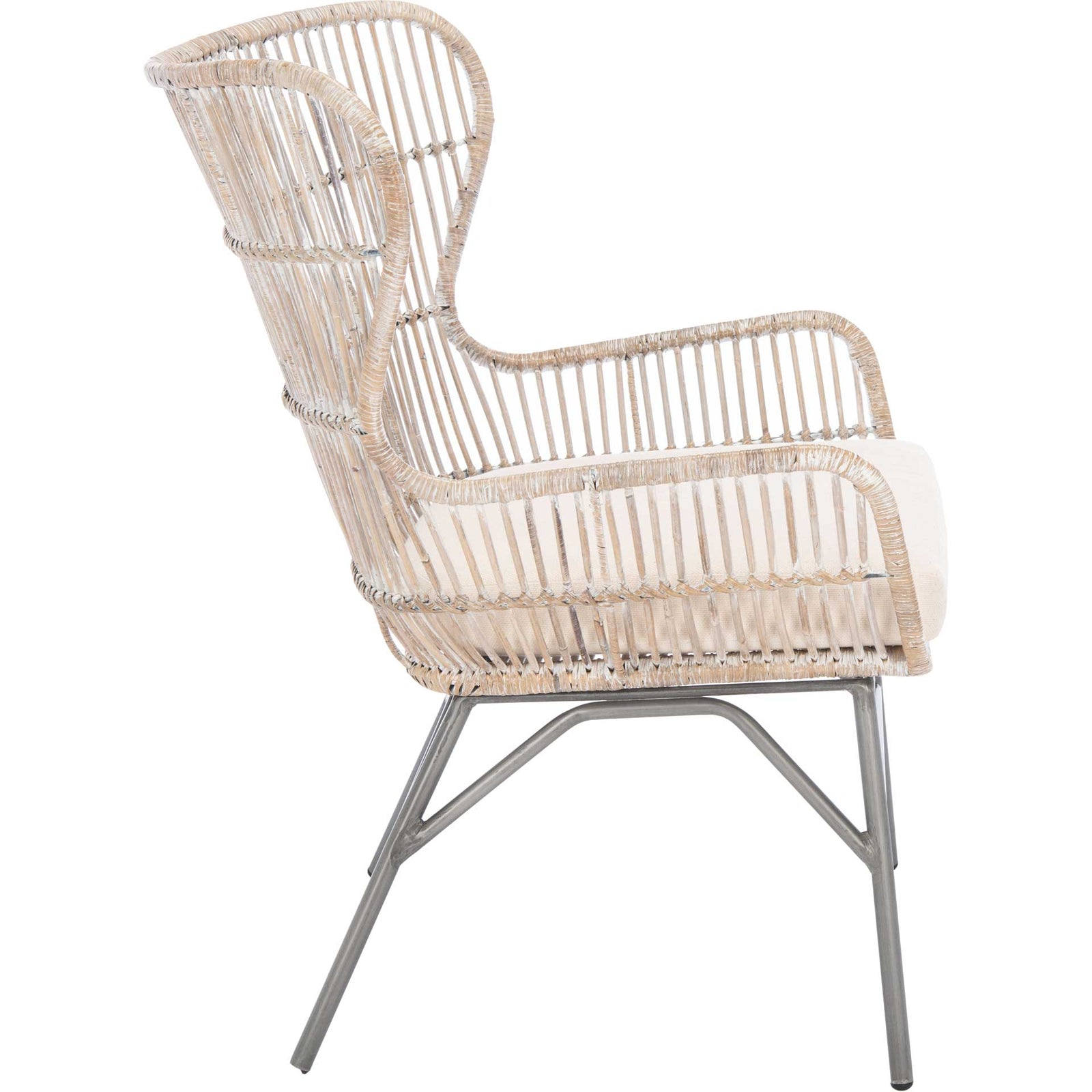 Leary Rattan Accent Chair Gray White Wash/Black