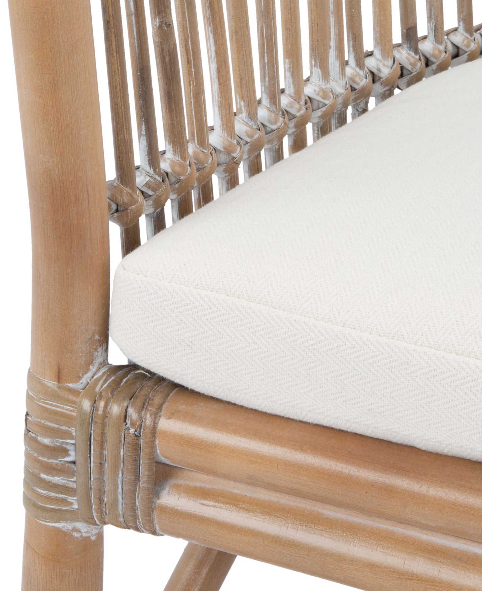 Olivya Rattan Accent Chair With Cushion Gray White Wash