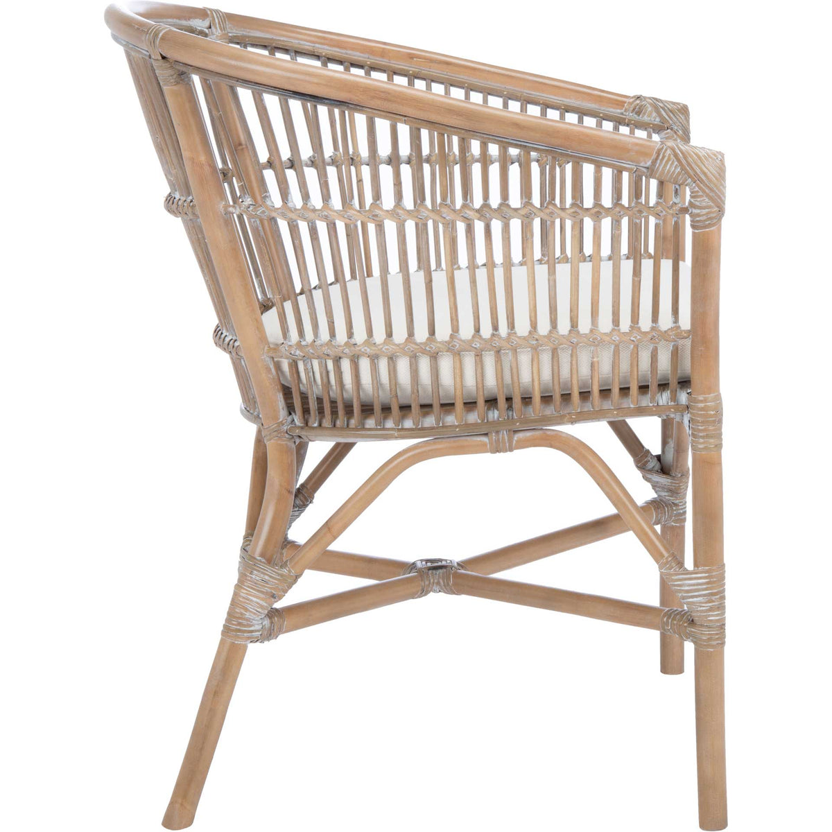 Olivya Rattan Accent Chair With Cushion Gray White Wash