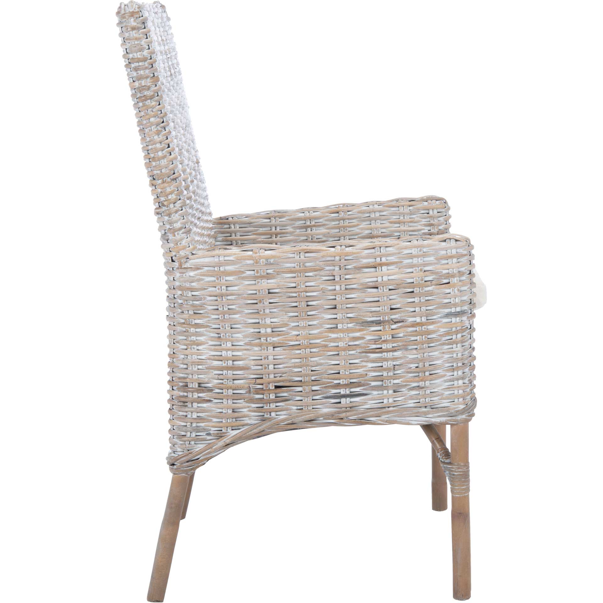 Nabbi Rattan Accent Chair With Cushion Gray White Wash