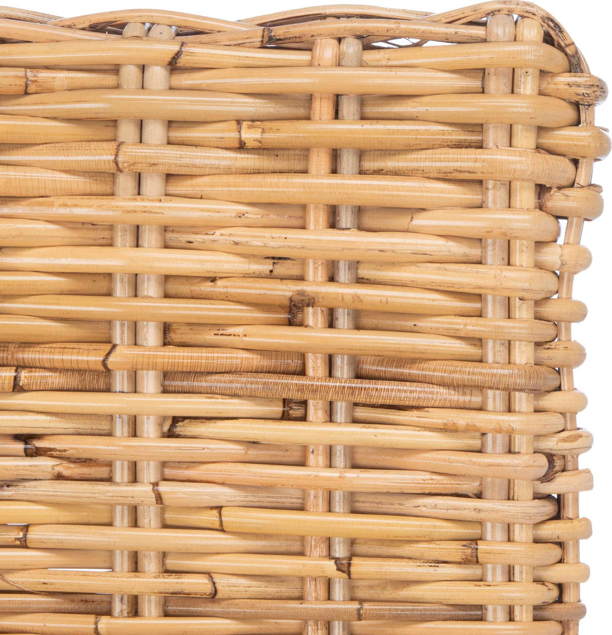 Tightly interlaced natural rattan shows golden grain and subtle color variation.