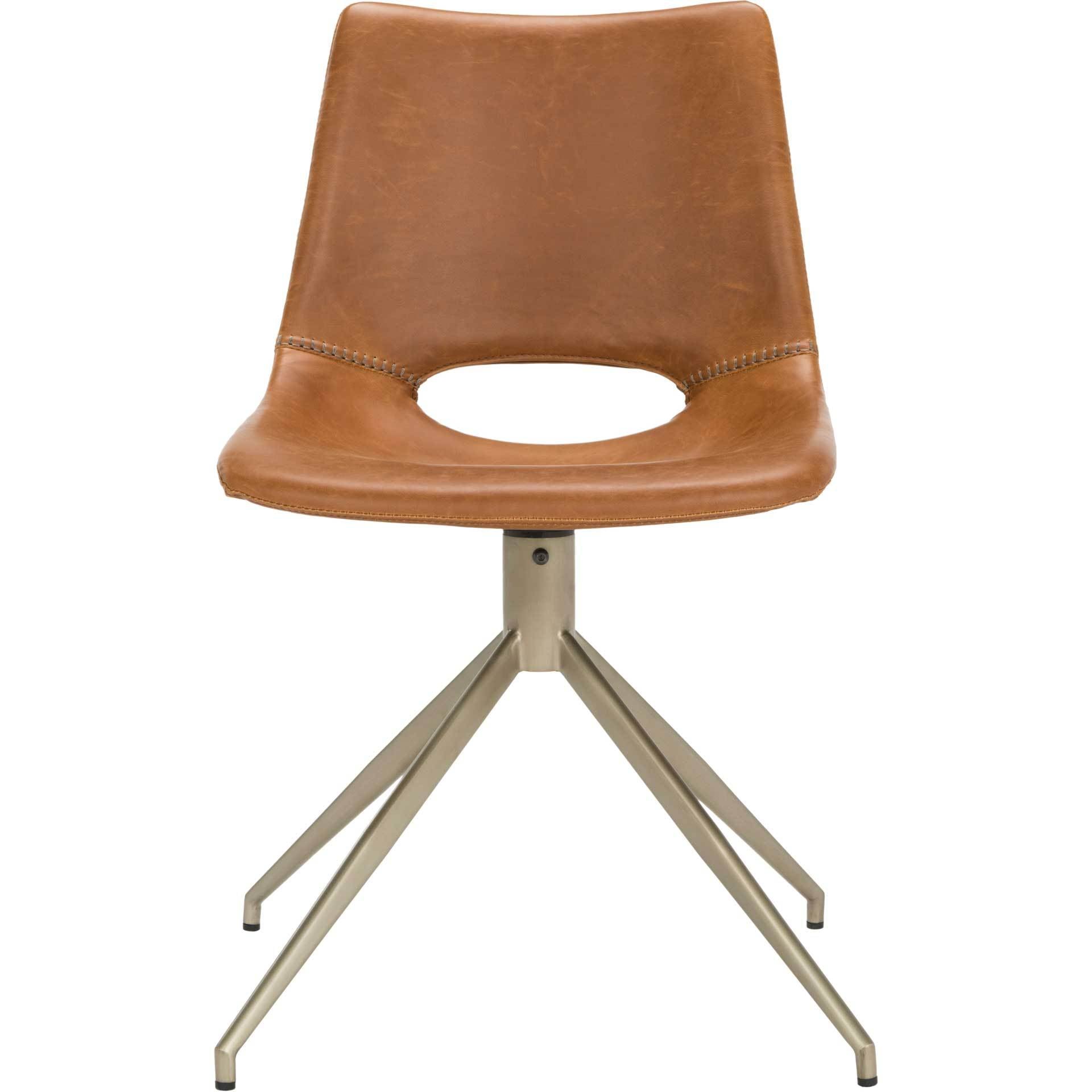 Dalary Leather Swivel Chair Light Brown (Set of 2)