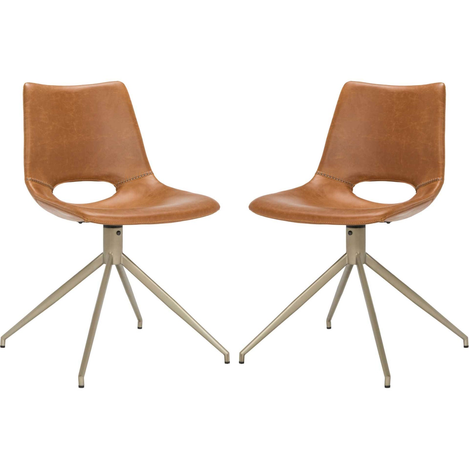 Dalary Leather Swivel Chair Light Brown (Set of 2)