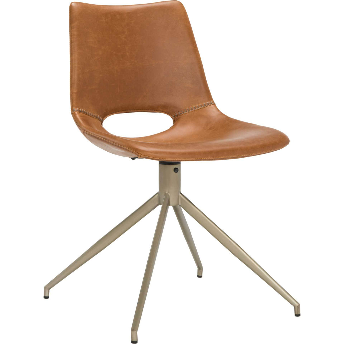 Dalary Leather Swivel Chair Light Brown (Set of 2)