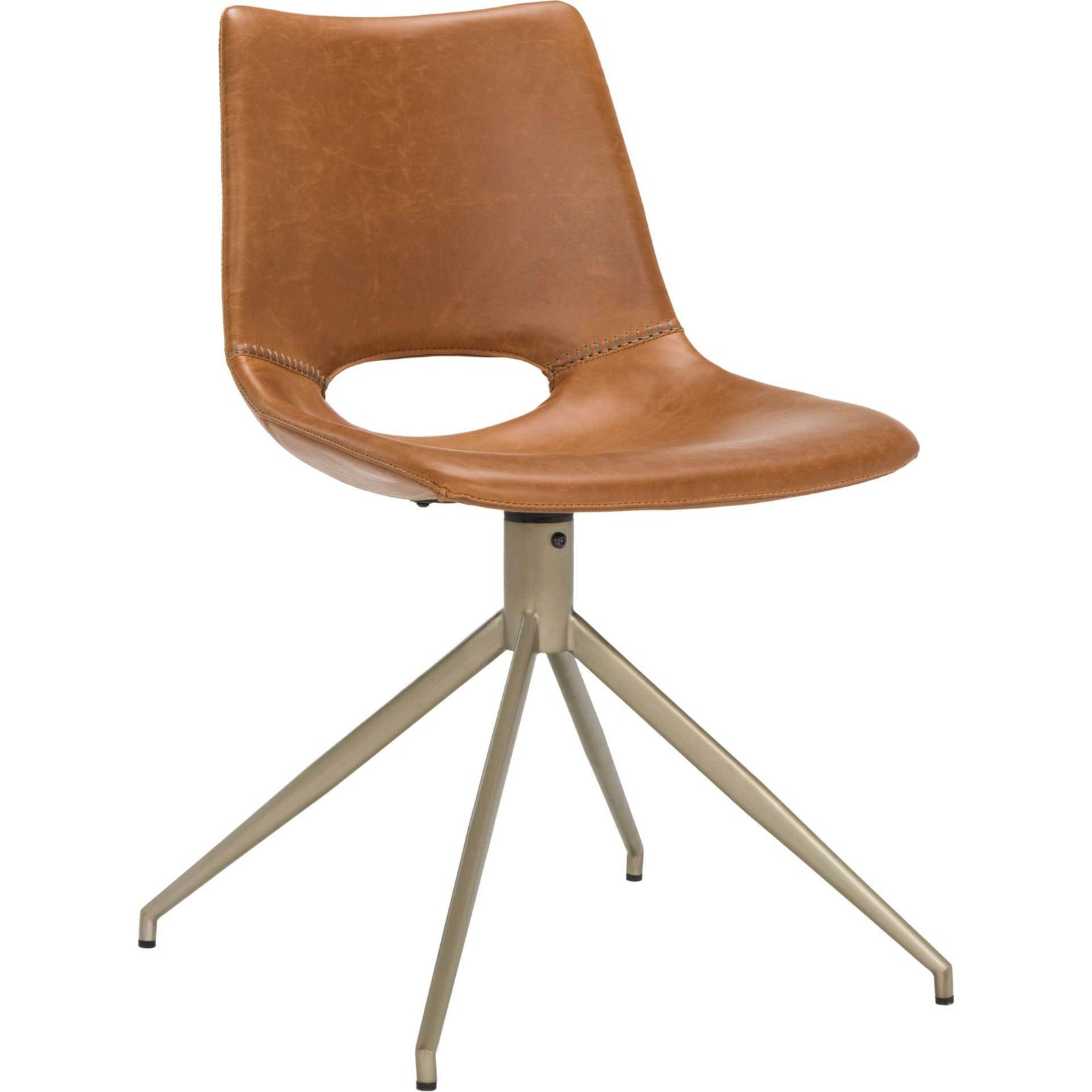 Dalary Leather Swivel Chair Light Brown (Set of 2)