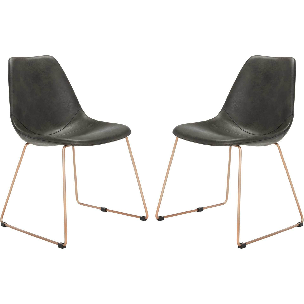 Dorothy Leather Side Chair Gray (Set of 2)