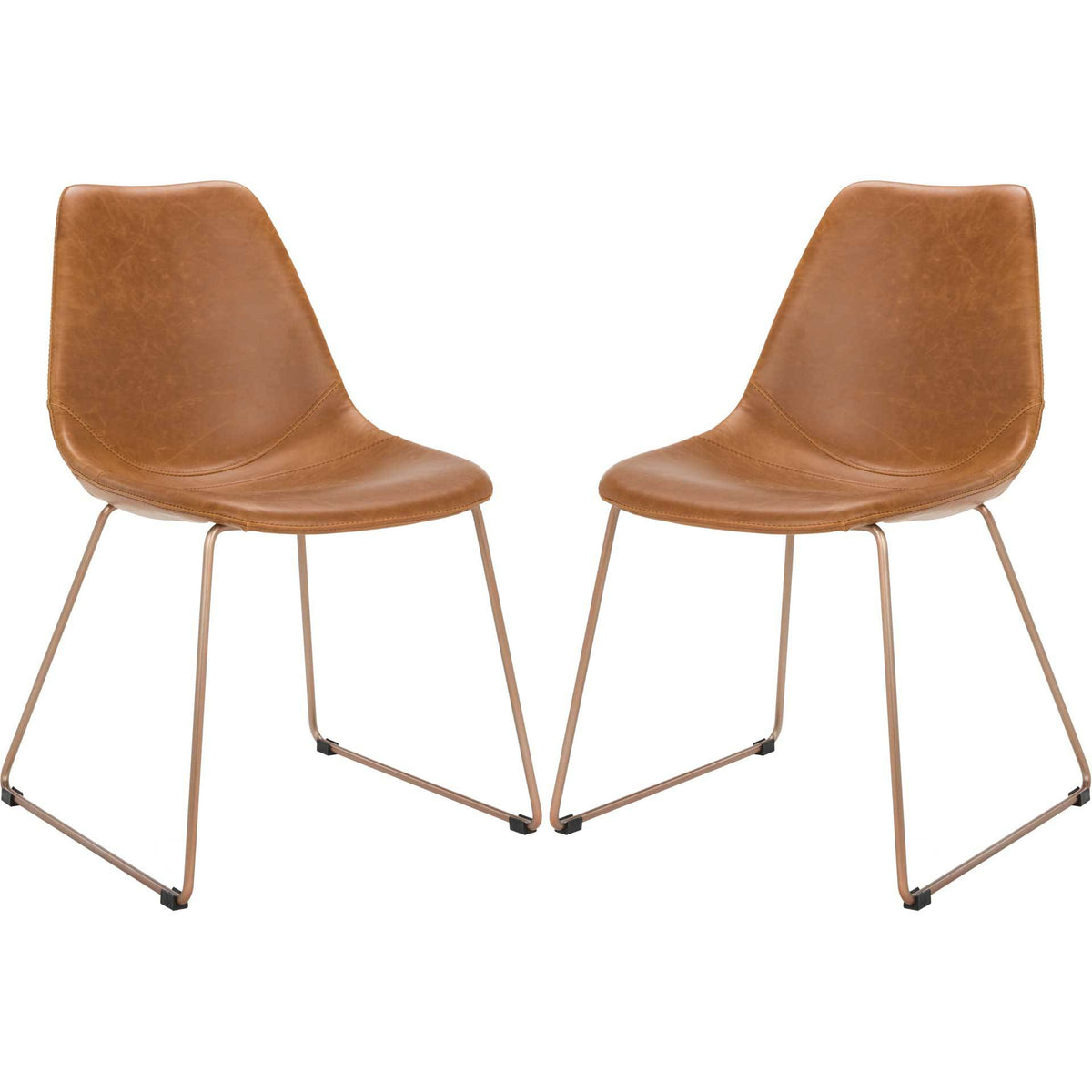 Dorothy Leather Side Chair Light Brown (Set of 2)
