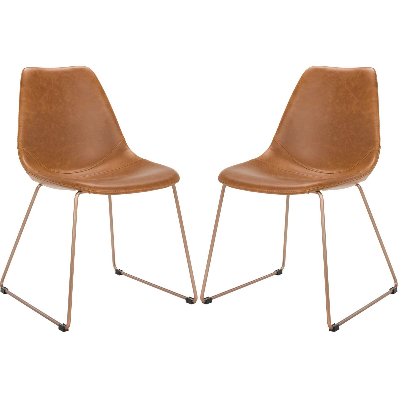 Dorothy Leather Side Chair Light Brown (Set of 2)