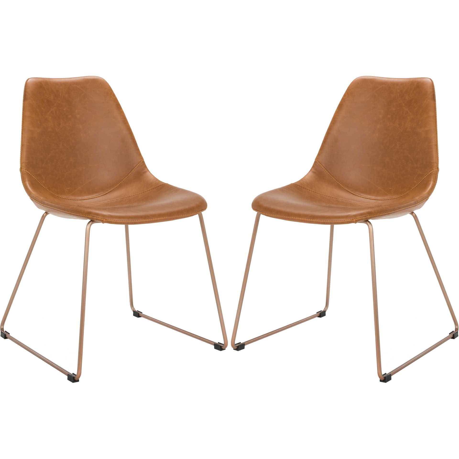 Dorothy Leather Side Chair Light Brown (Set of 2)