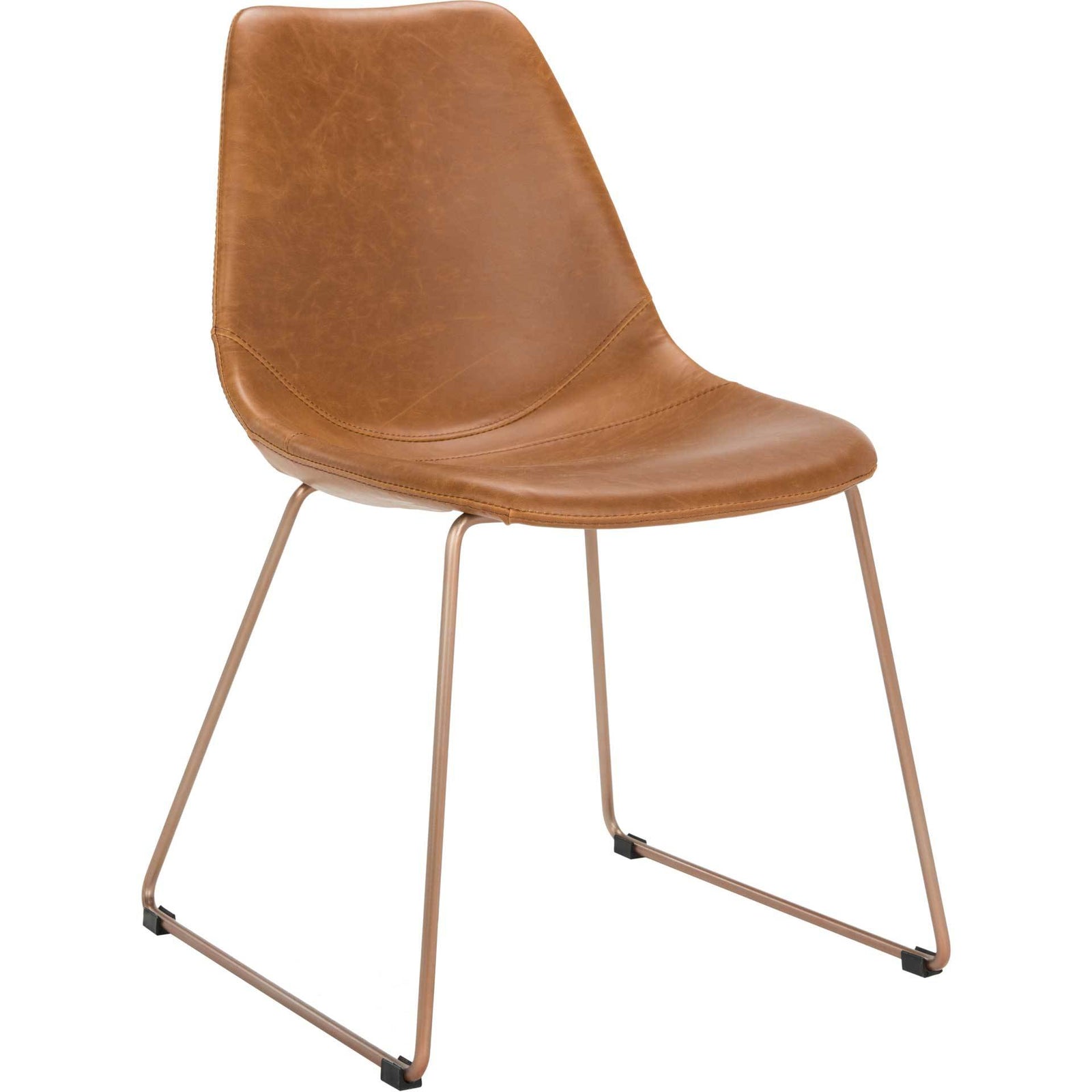 Dorothy Leather Side Chair Light Brown (Set of 2)