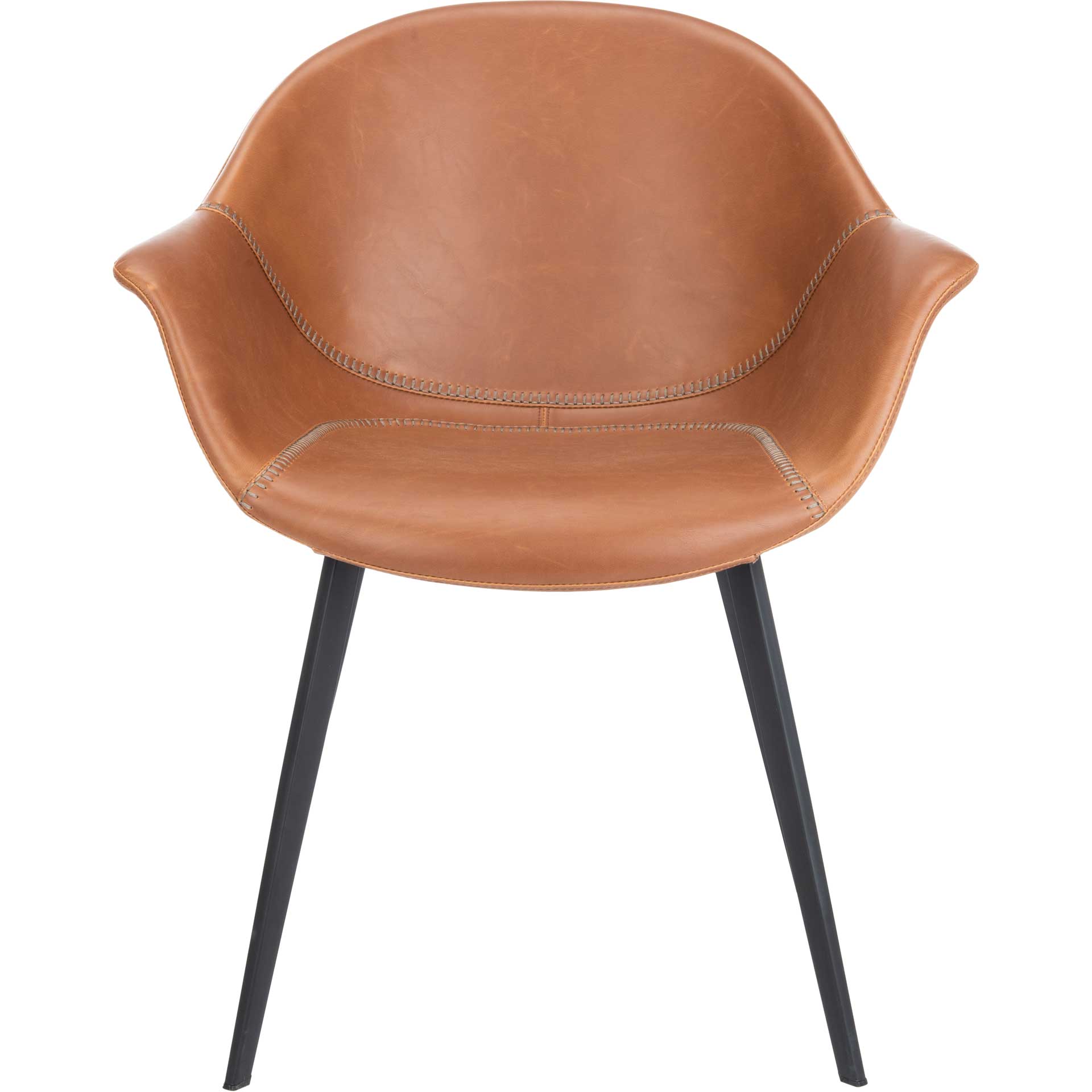 Duke Leather Tub Chair Light Brown/Black (Set of 2)