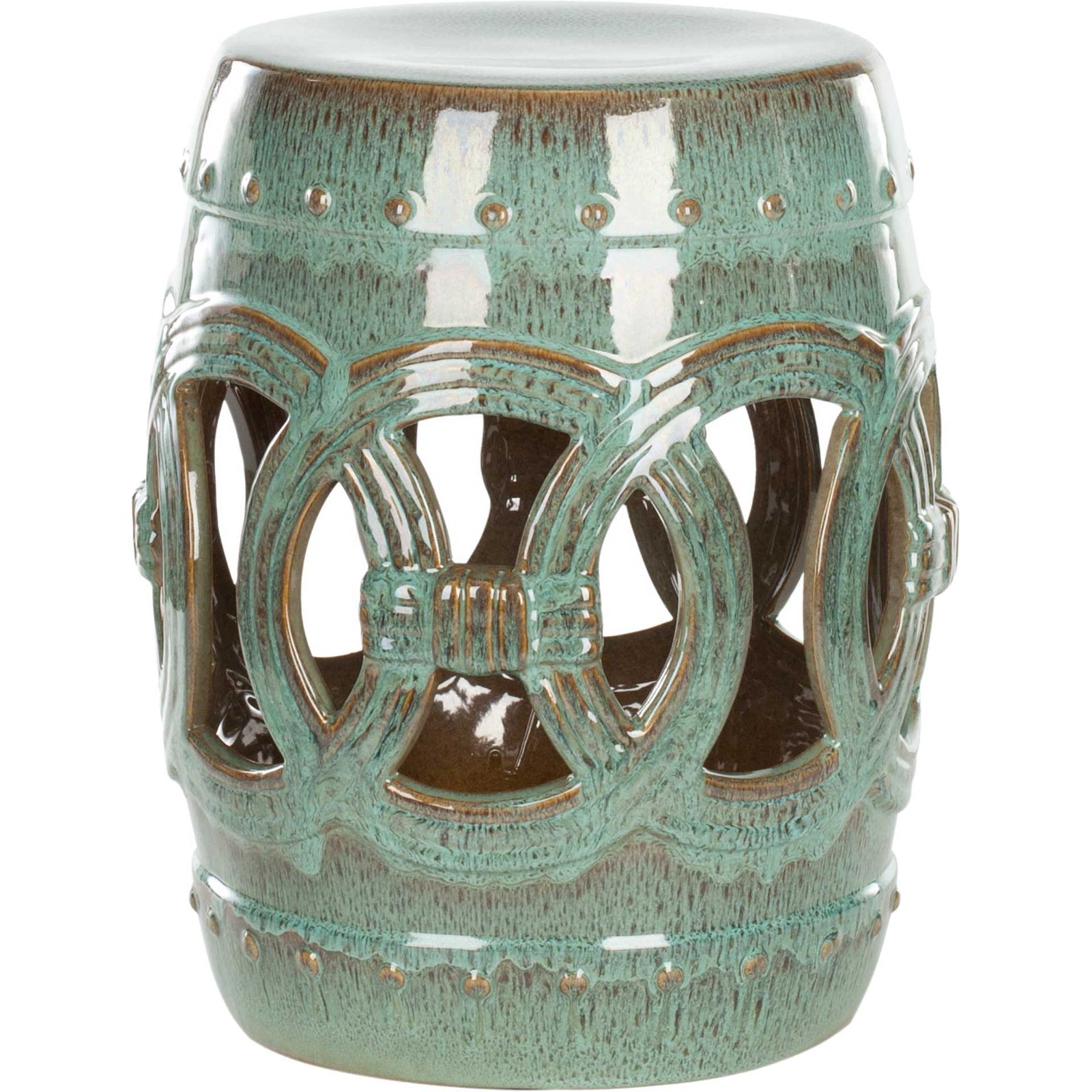 Double Coin Garden Stool Antique Blue