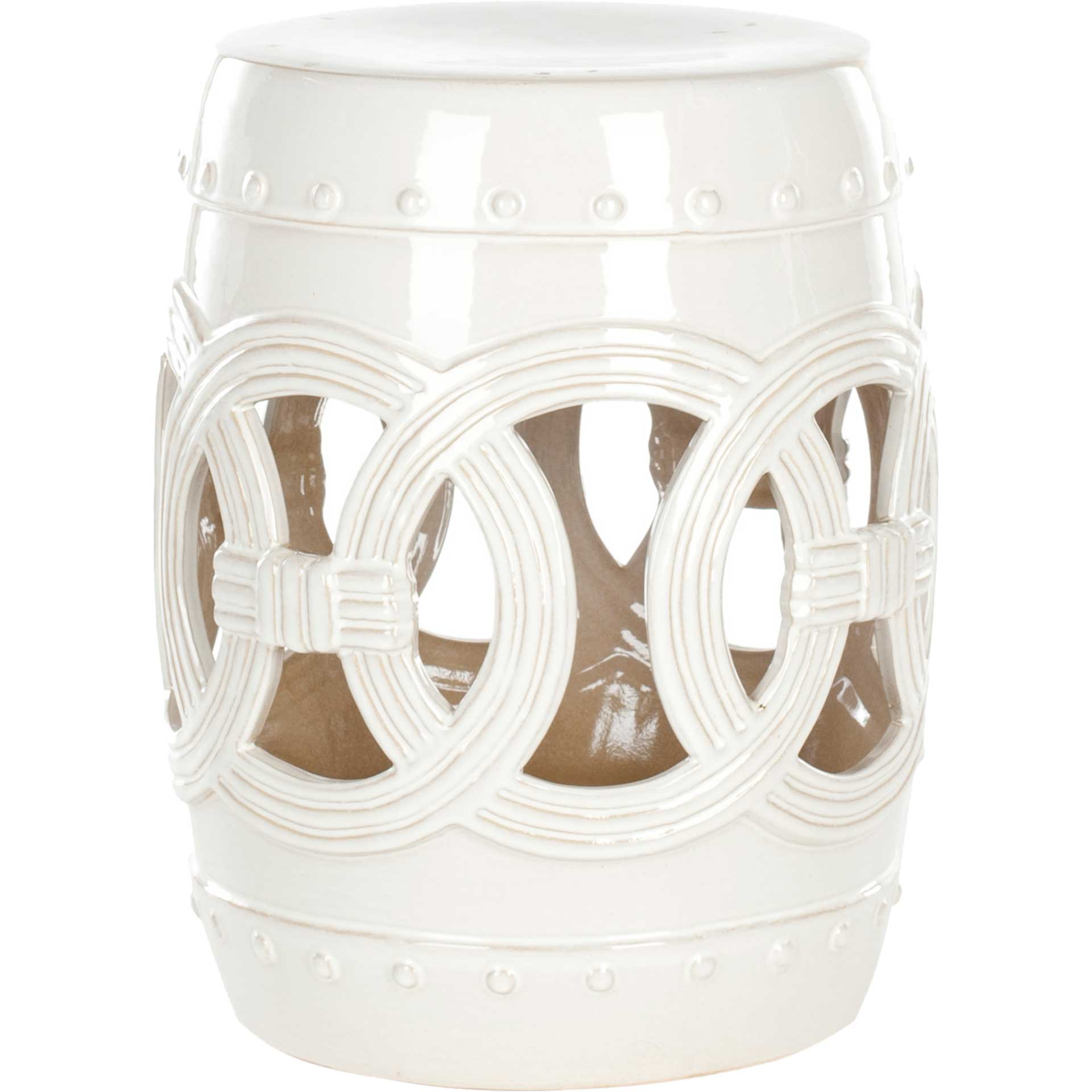 Double Coin Garden Stool Antique White