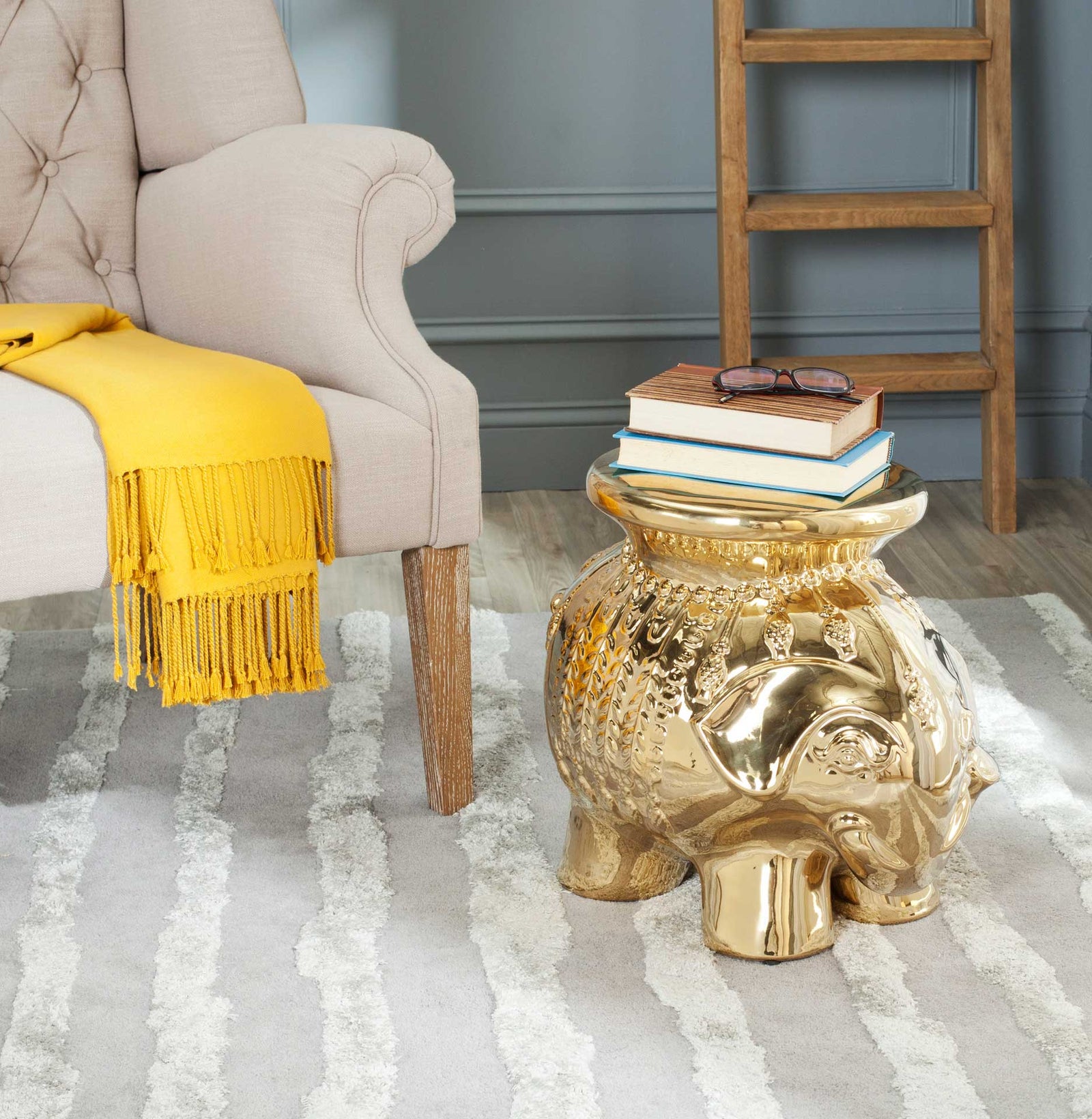 Elephant Garden Stool Gold