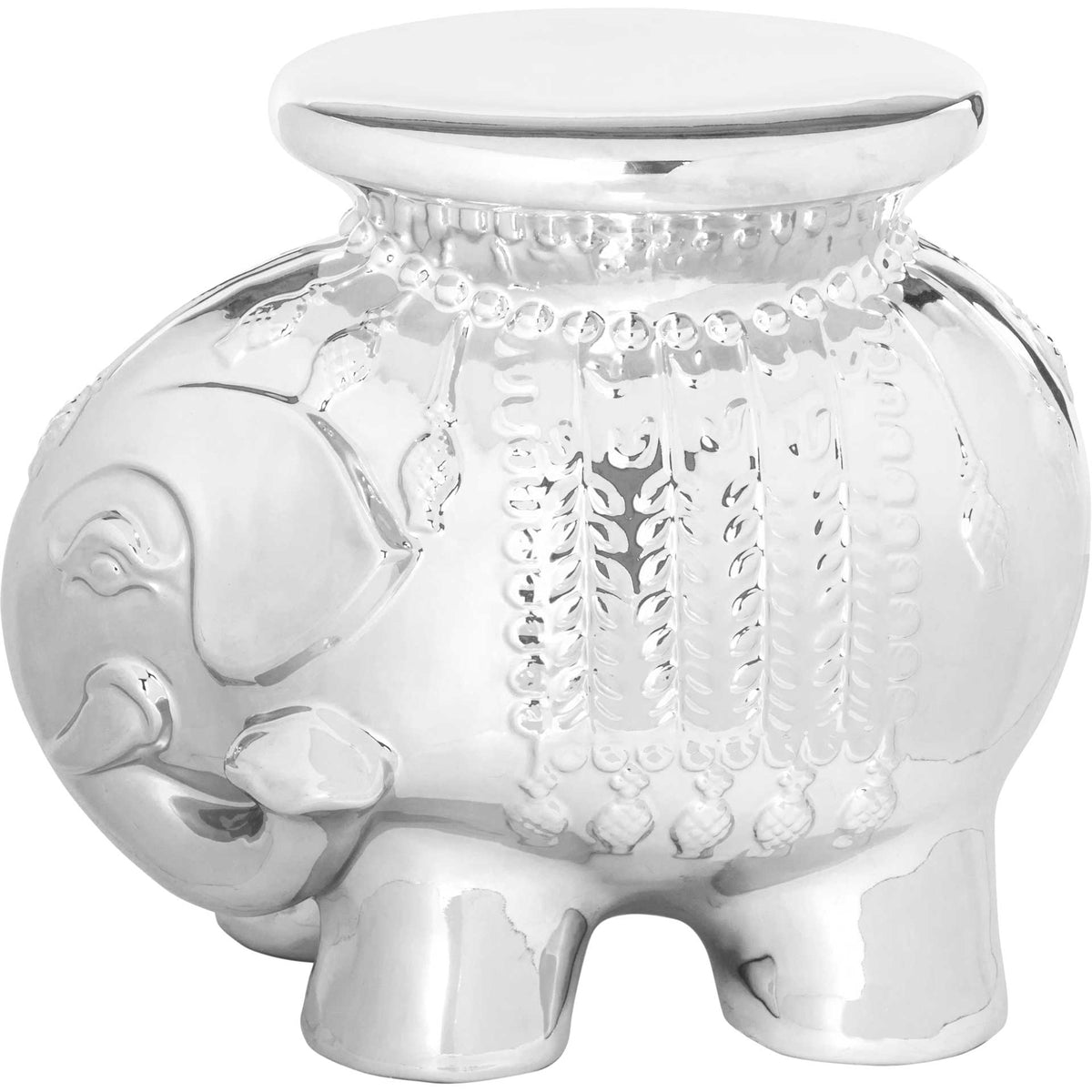Elephant Garden Stool Silver